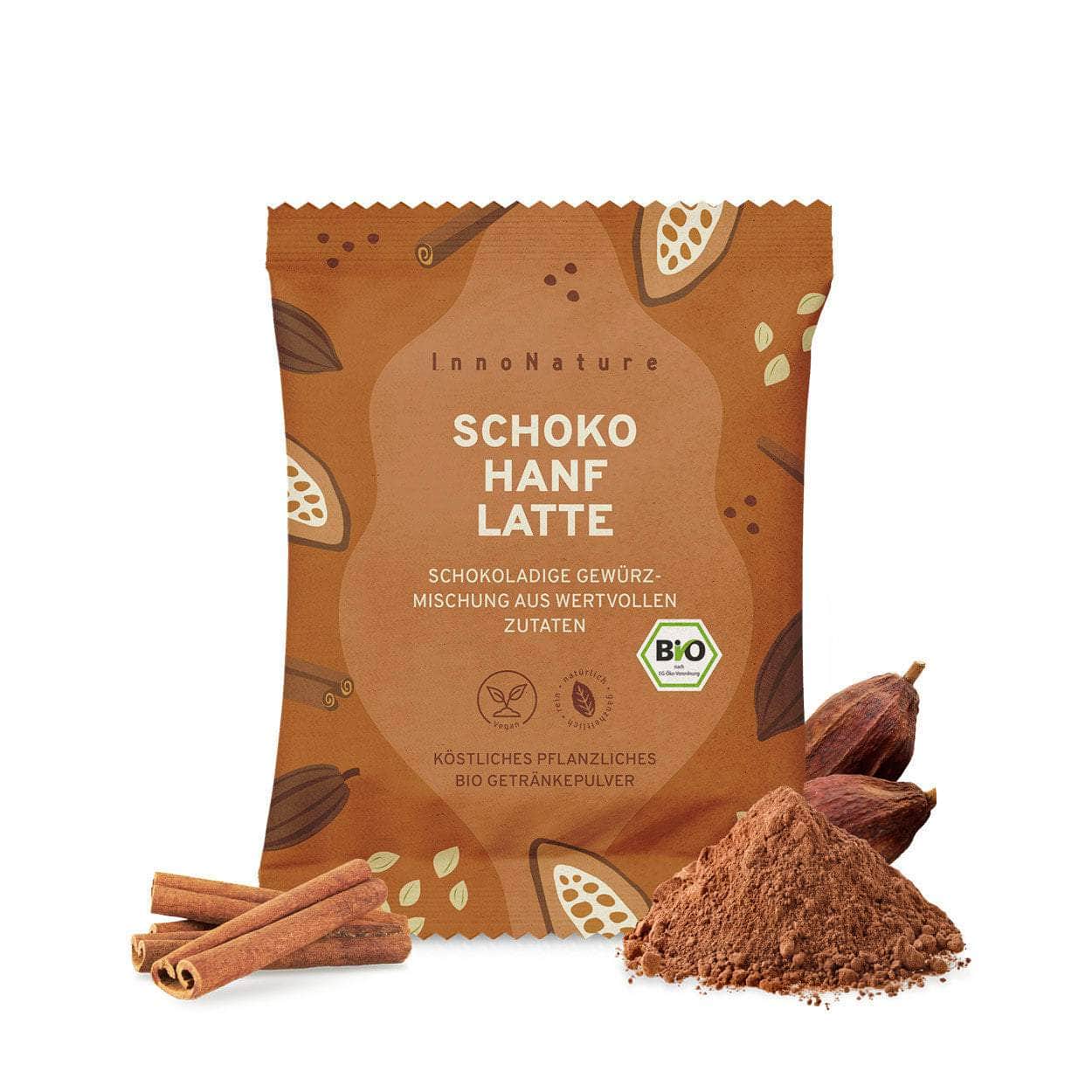 InnoNature Getränkepulver 18g Mini Bio Schoko Hanf Latte