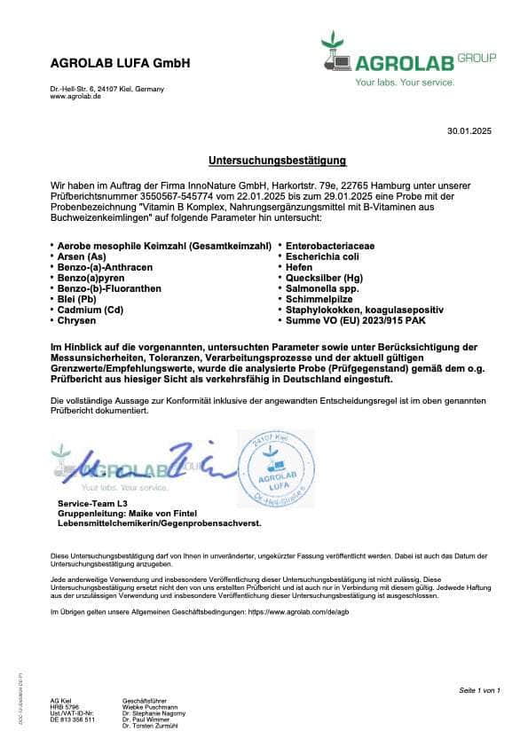 InnoNature Kapseln 1x Zweimonatsvorrat (60 Kapseln) Natürliche Vitamin B Komplex Kapseln