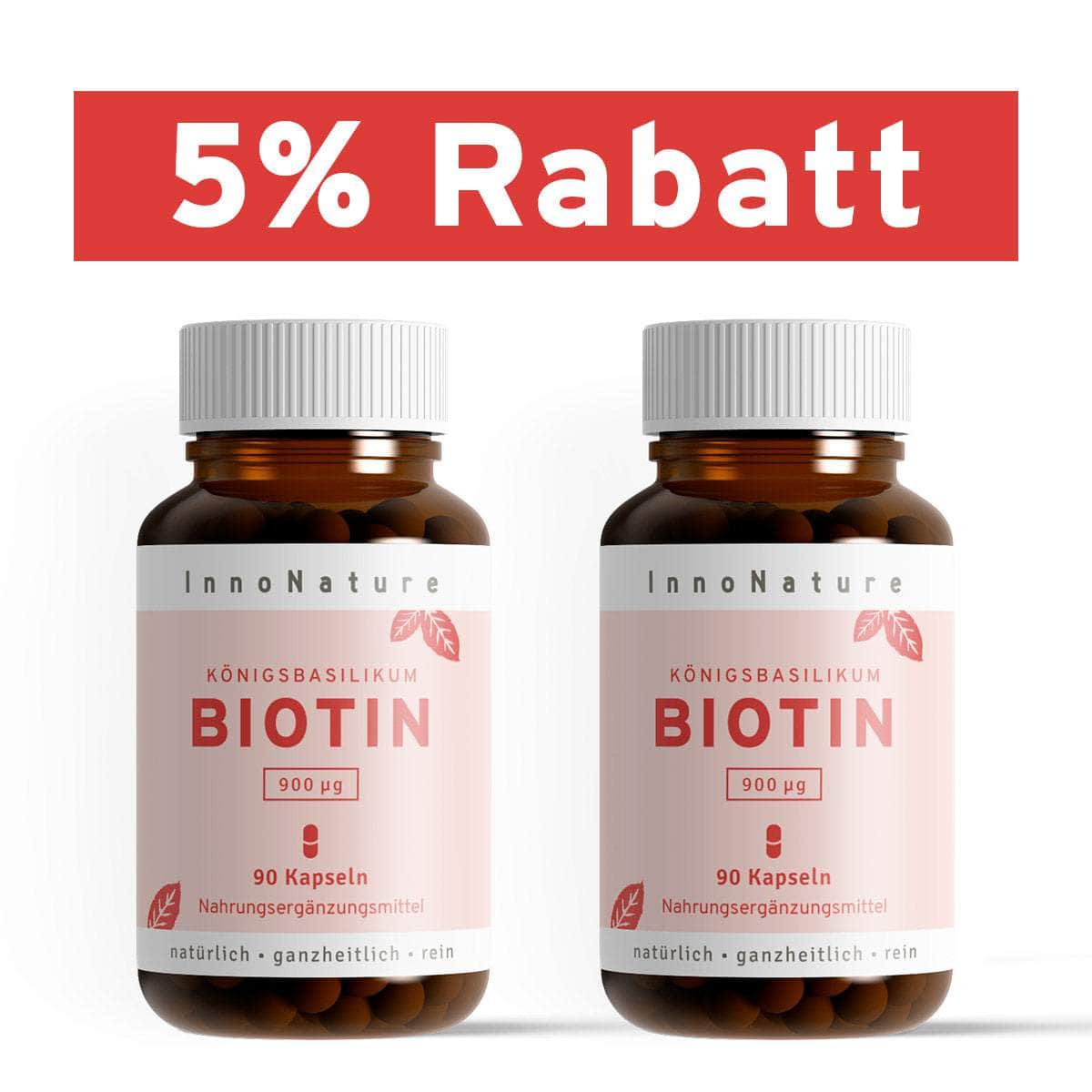 InnoNature Kapseln 2x Dreimonatsvorrat (2x90 Kapseln) Biotin Kapseln: Vitamin B7 aus Königsbasilikum