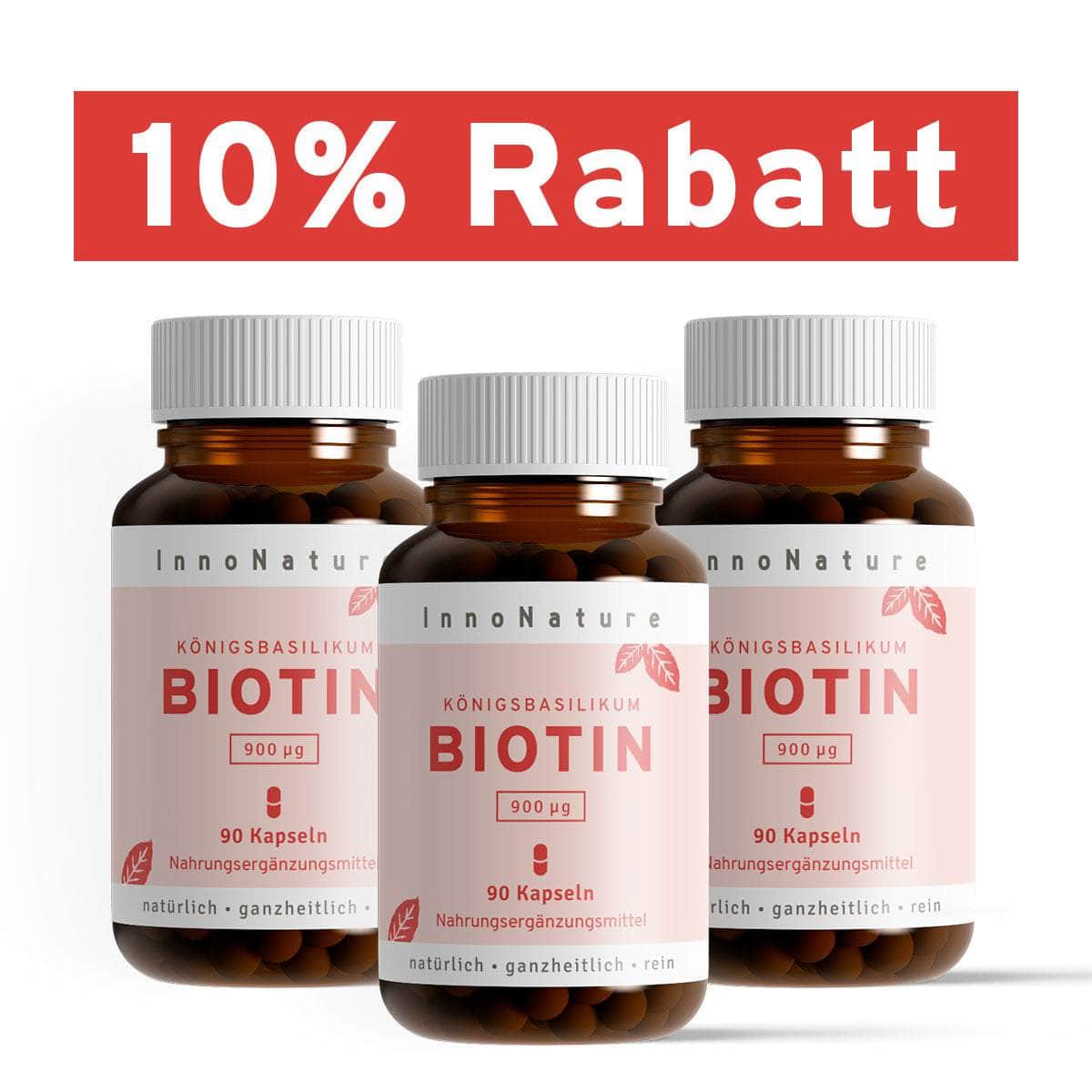 InnoNature Kapseln 3x Dreimonatsvorrat (3x90 Kapseln) Biotin Kapseln: Vitamin B7 aus Königsbasilikum