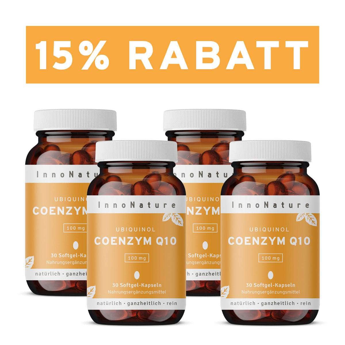 InnoNature Kapseln 4x Monatsvorrat (4x30 Softgel-Kapseln) Coenzym Q10 Kapseln