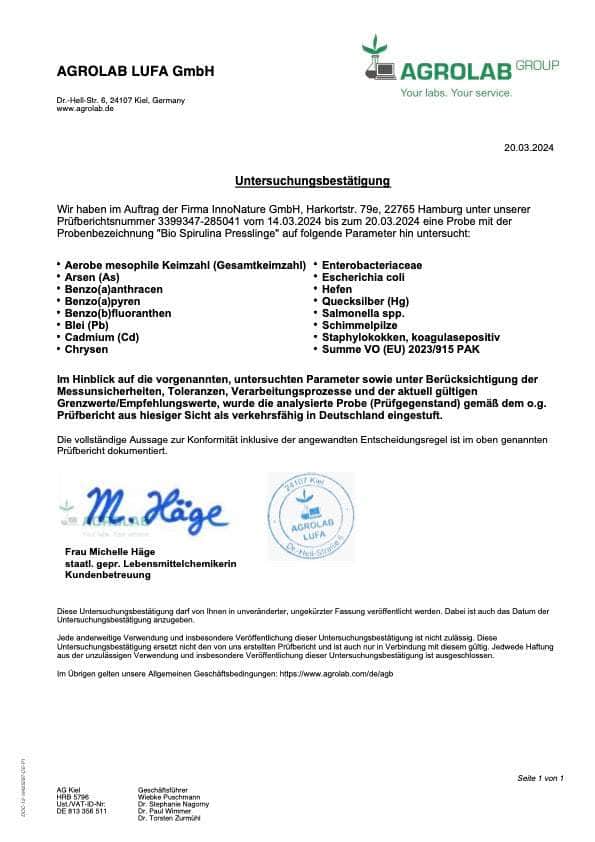 InnoNature Kapseln Bio Spirulina Presslinge