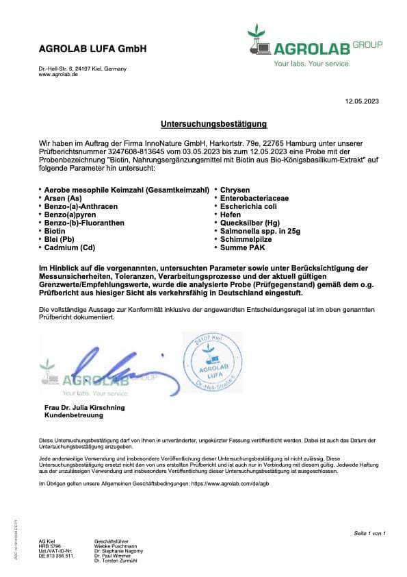 InnoNature Kapseln Biotin Kapseln: Vitamin B7 aus Königsbasilikum