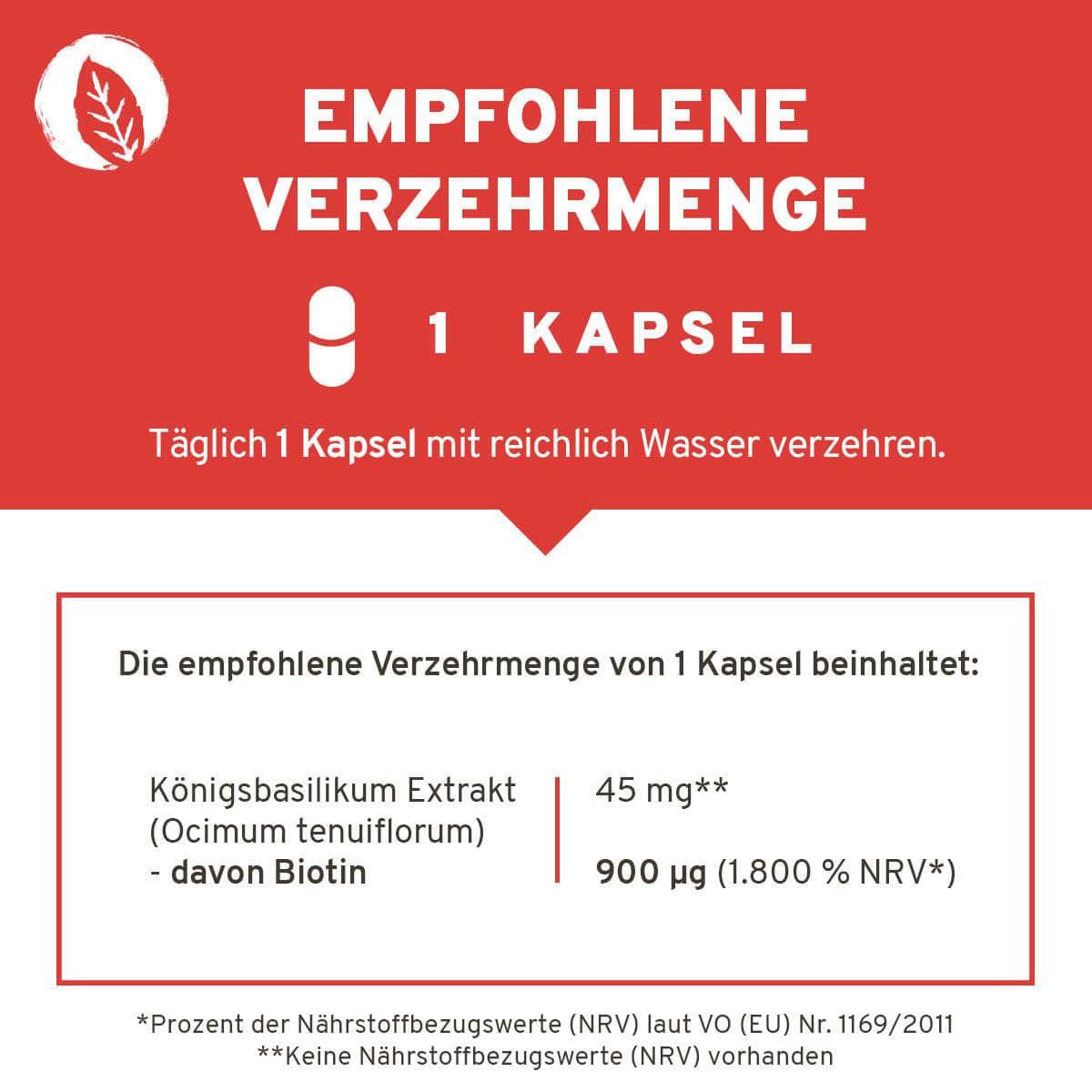InnoNature Kapseln Biotin Kapseln: Vitamin B7 aus Königsbasilikum