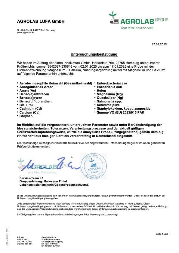 InnoNature Kapseln Monatsvorrat (90 Kapseln) Magnesium + Calcium Kapseln