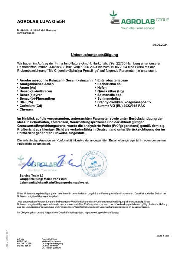 InnoNature Presslinge Bio Chlorella + Spirulina Presslinge