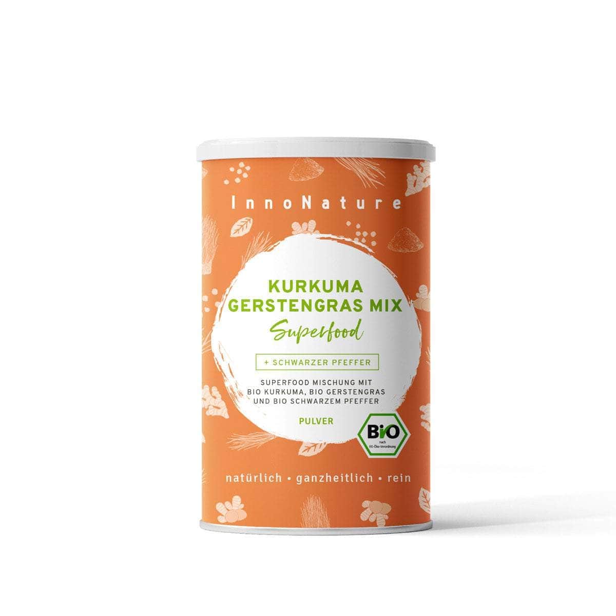 InnoNature Pulver 1x 450g (30 Portionen) Bio Kurkuma Gerstengras Mix Superfood