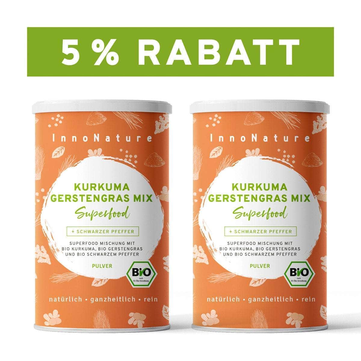 InnoNature Pulver Bio Kurkuma Gerstengras Mix Superfood