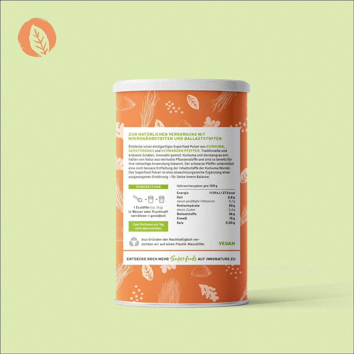 InnoNature Pulver Bio Kurkuma Gerstengras Mix Superfood