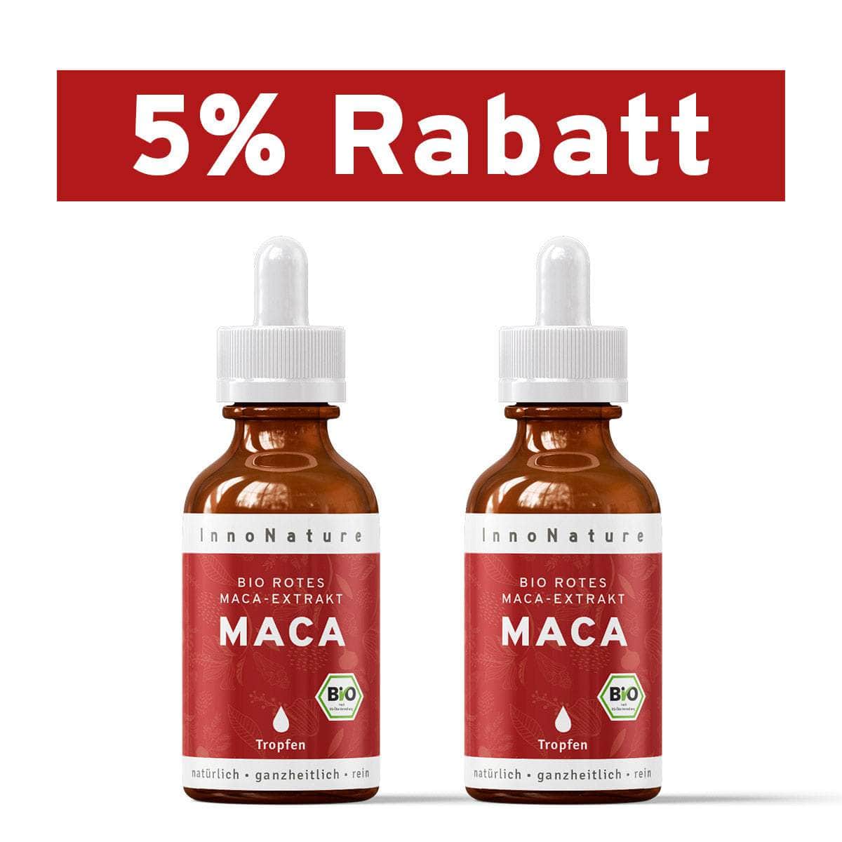 InnoNature Tropfen 2x Monatsvorrat (2x 50ml) Bio rotes Maca-Extrakt Tropfen 50 ml