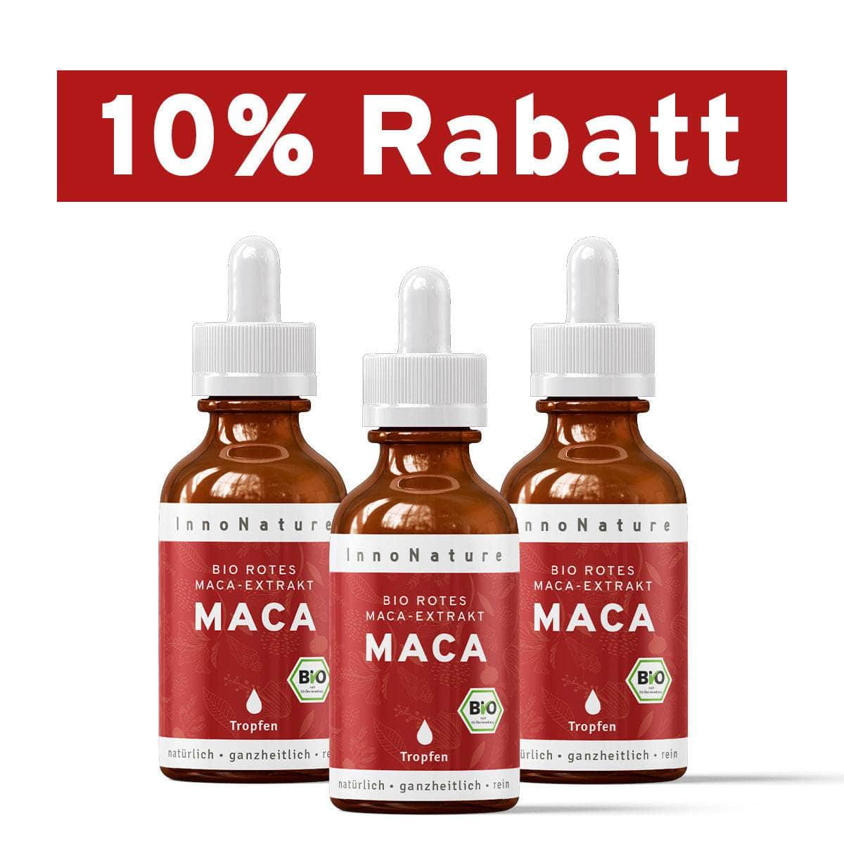 InnoNature Tropfen 3x Monatsvorrat (3x 50ml) Bio rotes Maca-Extrakt Tropfen 50 ml
