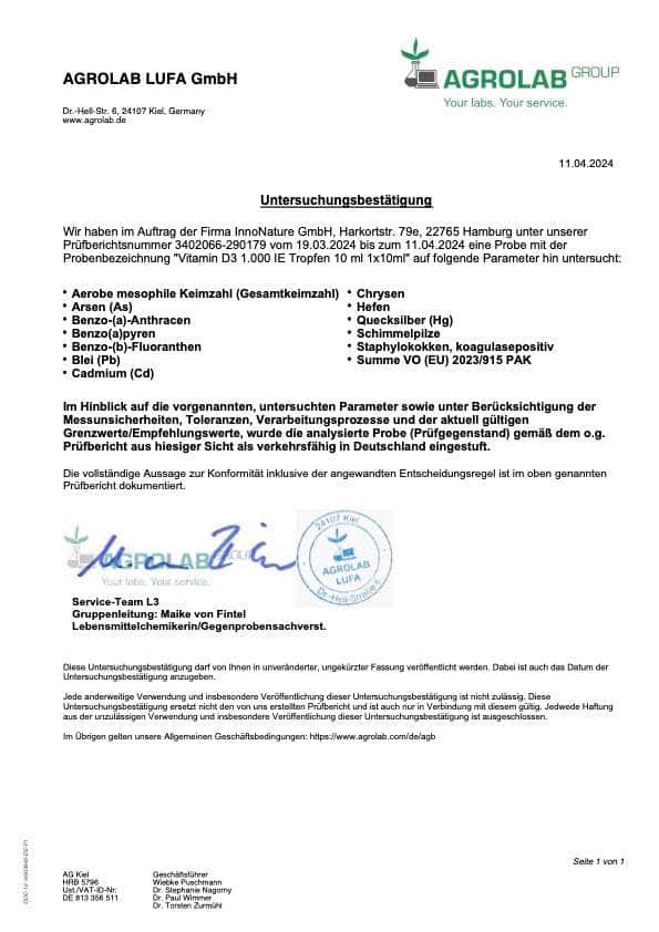 InnoNature Tropfen Vitamin D3 1.000 IE Tropfen 10 ml