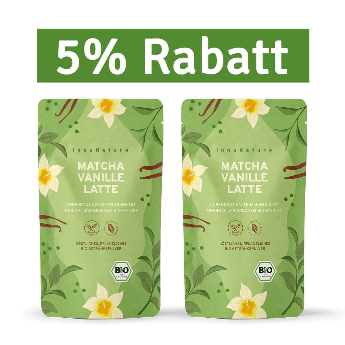 InnoNature Getränkepulver 2x 150g Pulver Bio Matcha Vanille Latte