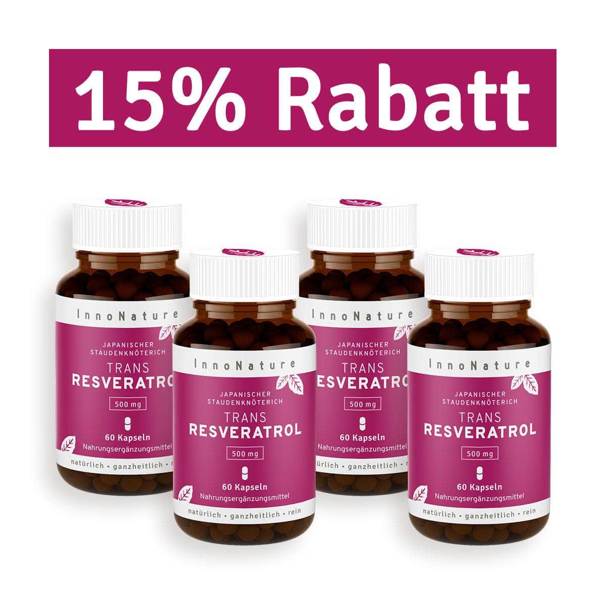 InnoNature Kapseln 4x Zweimonatsvorrat (240 Kapseln) Trans-Resveratrol aus japanischem Staudenknöterich