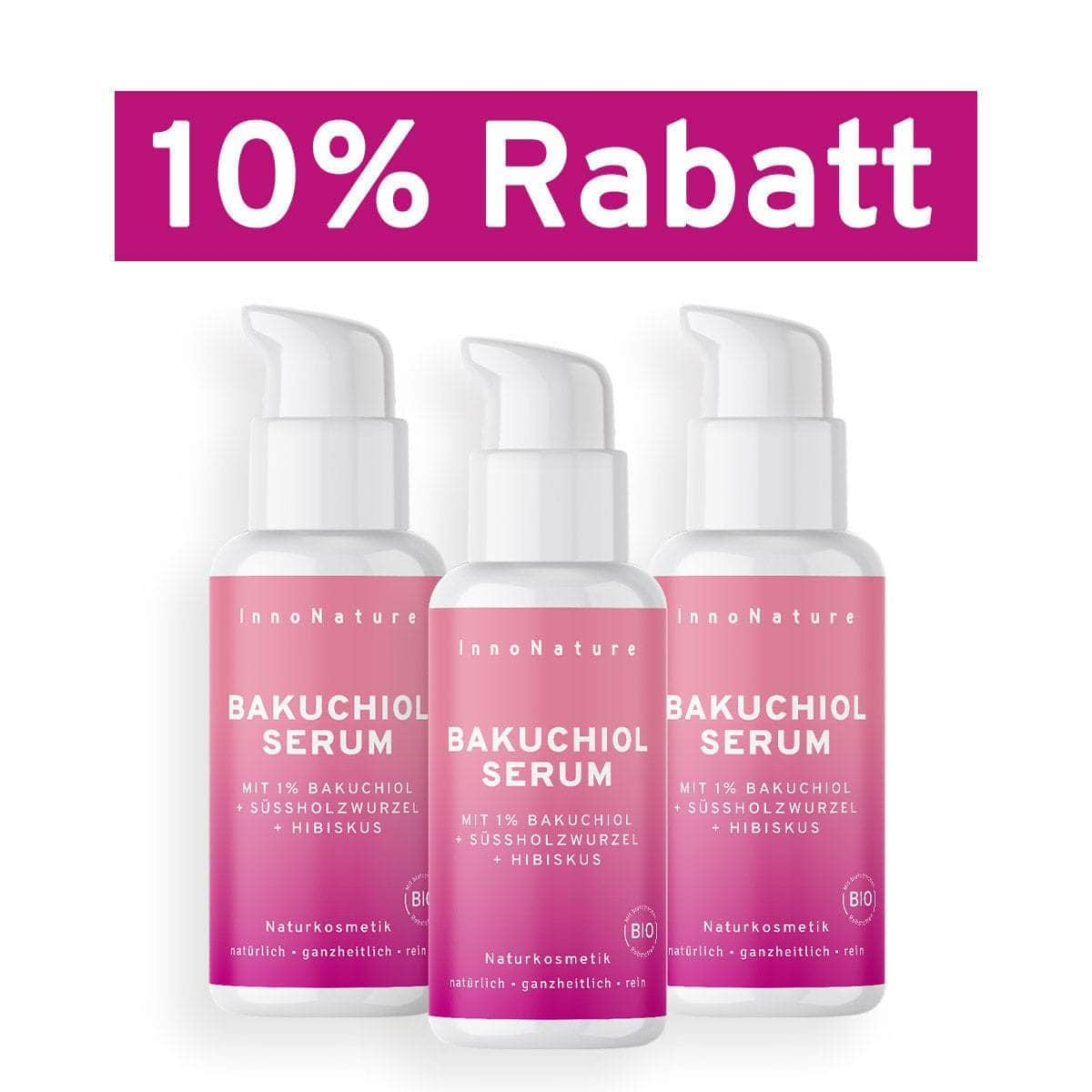 InnoNature Serum 3x30ml Bakuchiol Serum - Pflanzliche Retinol Alternative (Gewinner PETA Award)