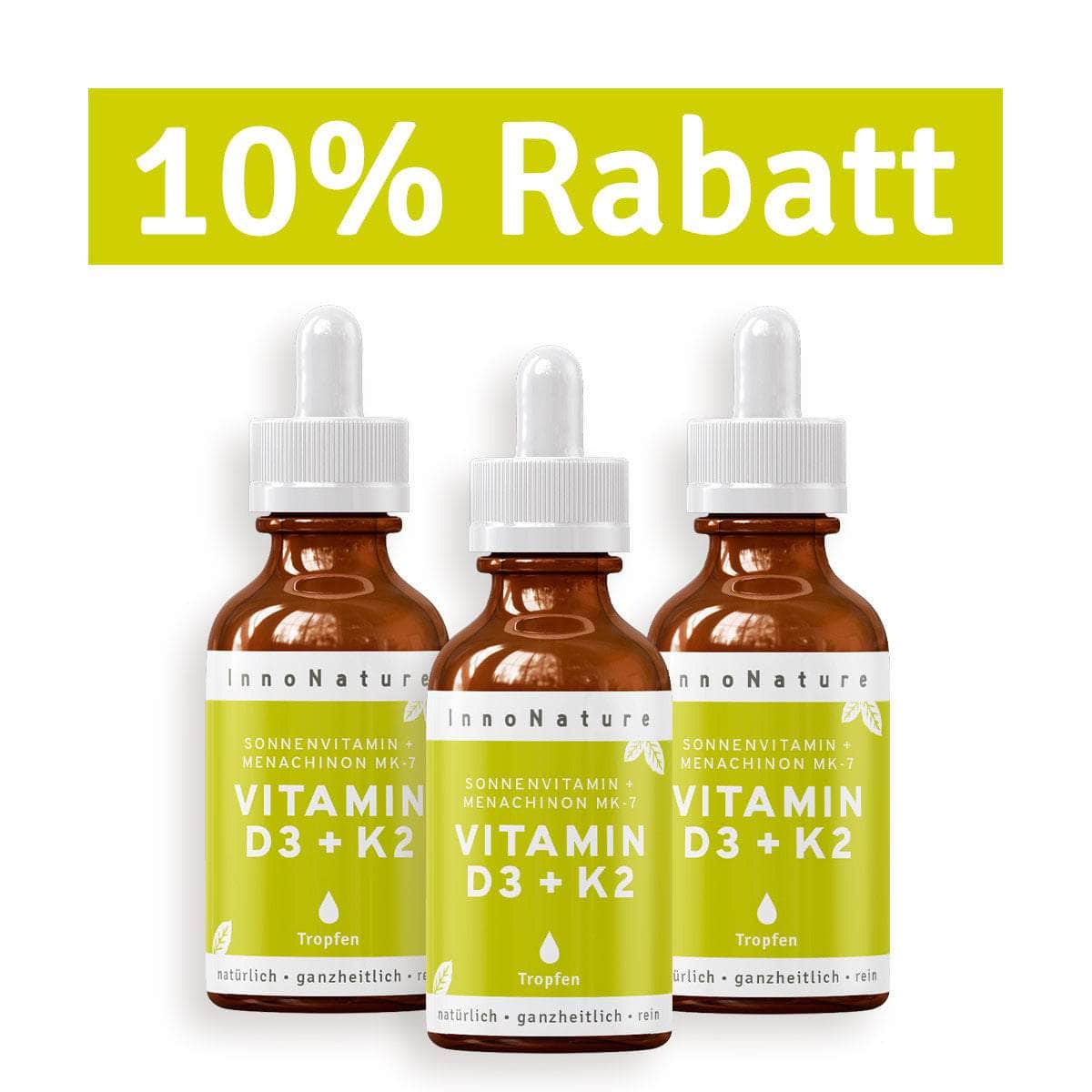 InnoNature Tropfen 3x 30ml Vitamin D3 + K2 Adults Tropfen