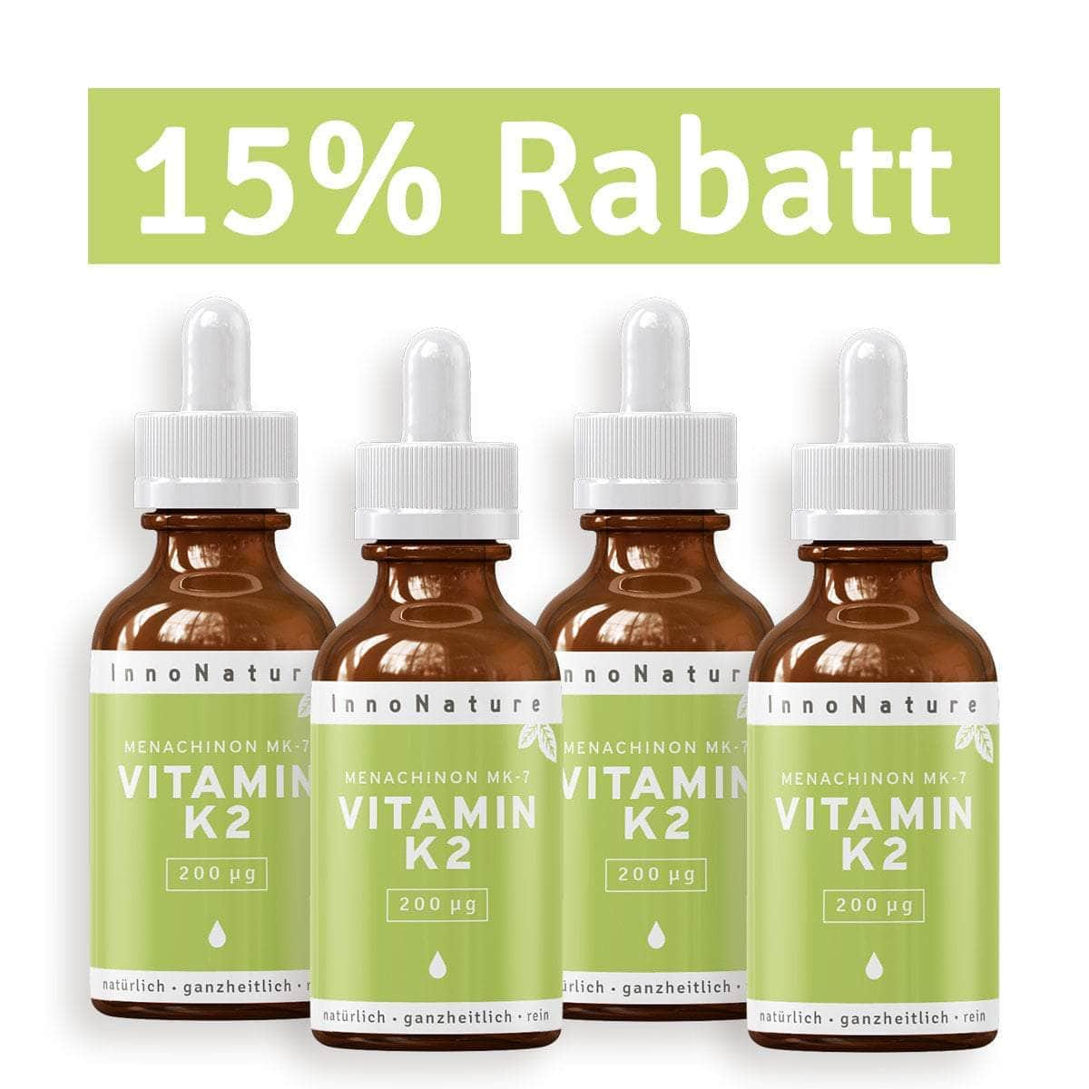 InnoNature Tropfen 4x50ml Menachinon MK-7: Vitamin K2 Tropfen