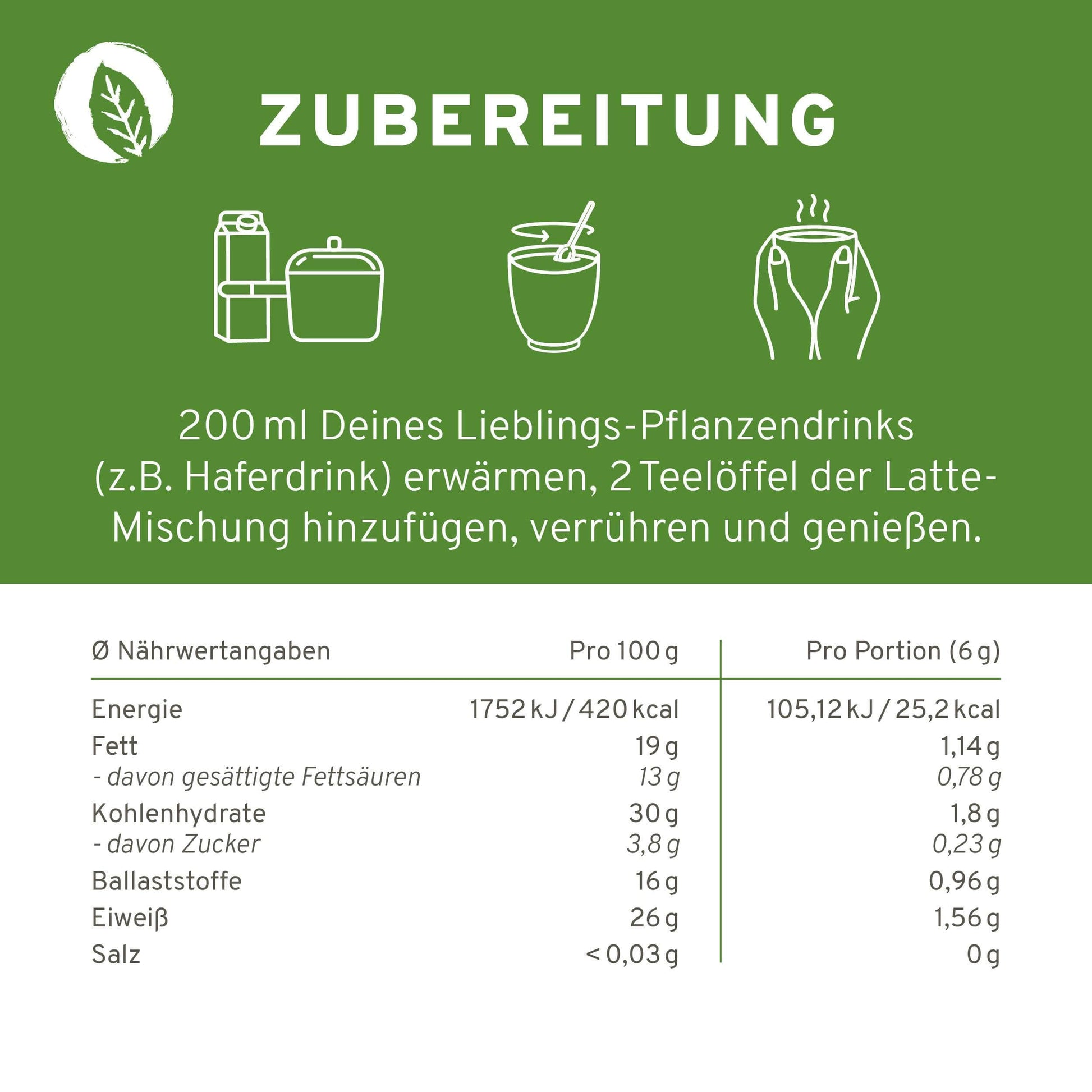InnoNature Getränkepulver 18g Mini Bio Matcha Vanille Latte