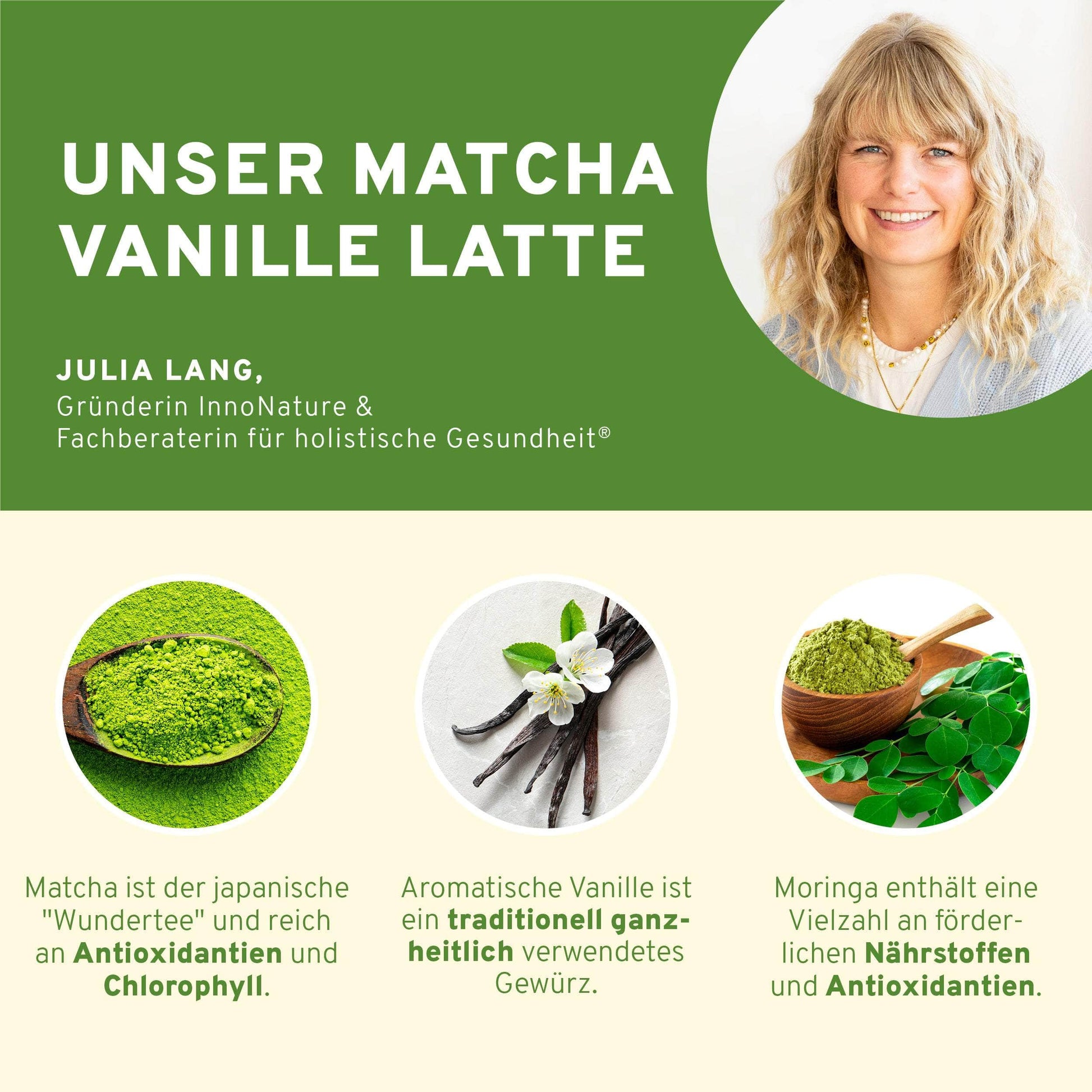 InnoNature Getränkepulver 18g Mini Bio Matcha Vanille Latte