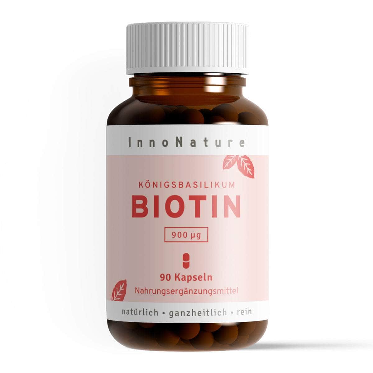 InnoNature Kapseln 1x Dreimonatsvorrat (1x90 Kapseln) Biotin Kapseln: Vitamin B7 aus Königsbasilikum