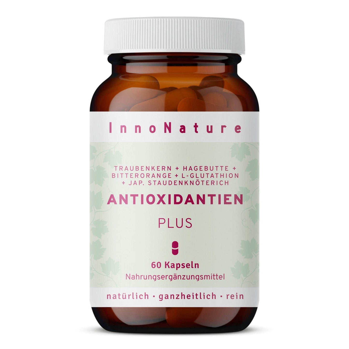 InnoNature Kapseln 1x Monatsvorrat (60 Kapseln) Zellschutz Kapseln:  Trans-Resveratrol + OPC + L-Glutathion + Hagebutte + Citrus-Bioflavonoide