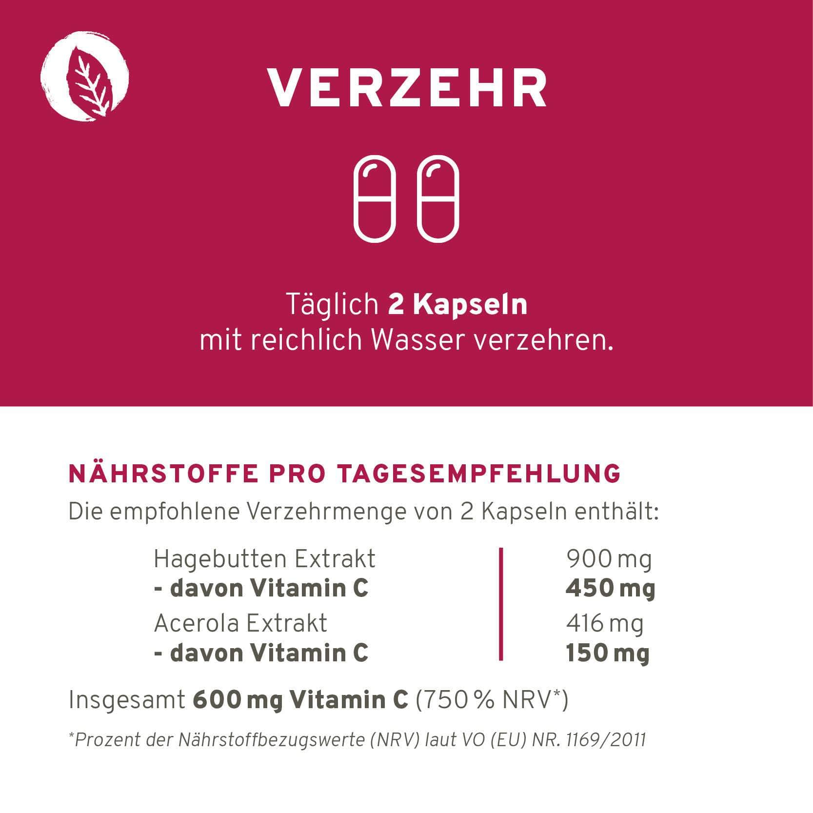 InnoNature Kapseln 1x Zweimonatsvorrat (120 Kapseln) Vitamin C Kapseln