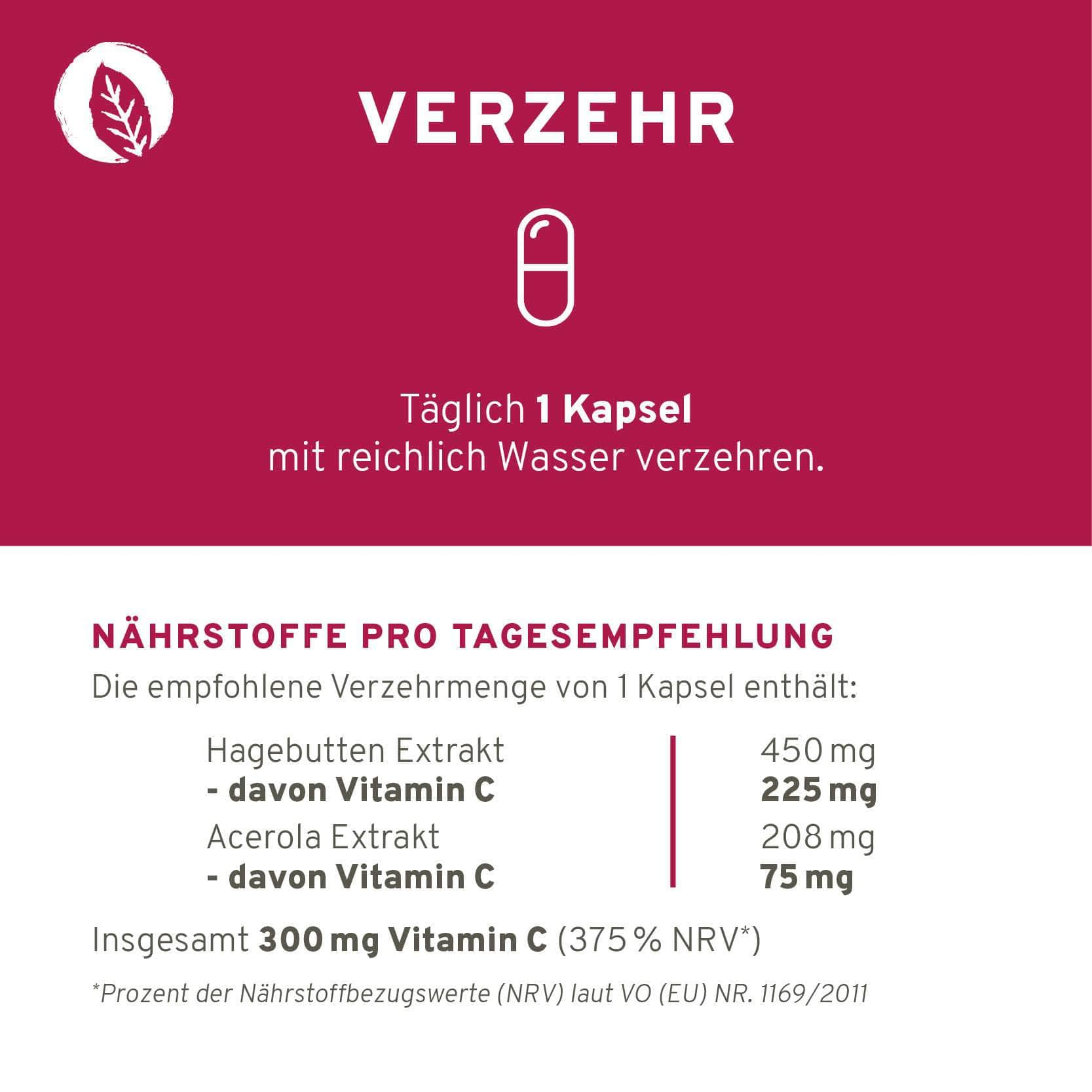 InnoNature Kapseln 1x Zweimonatsvorrat (60 Kapseln) Vitamin C 300 mg 60 Kapseln