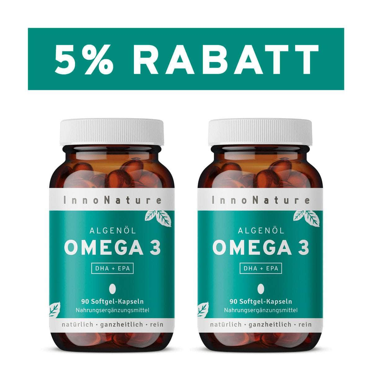 InnoNature Kapseln 2x Monatsvorrat (2x90 Kapseln) Vegane Omega 3 Kapseln