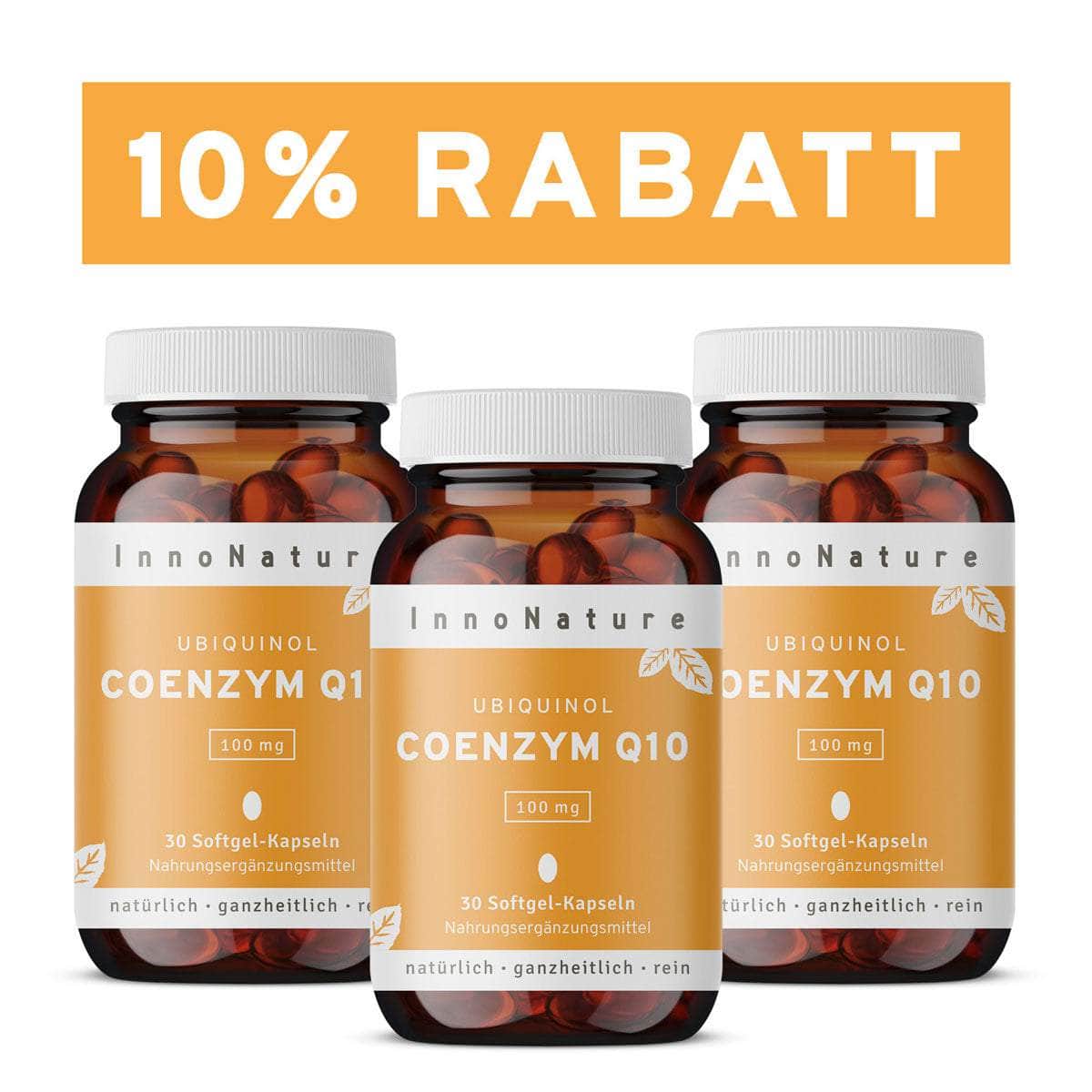 InnoNature Kapseln 3x Monatsvorrat (3x30 Softgel-Kapseln) Coenzym Q10 Kapseln