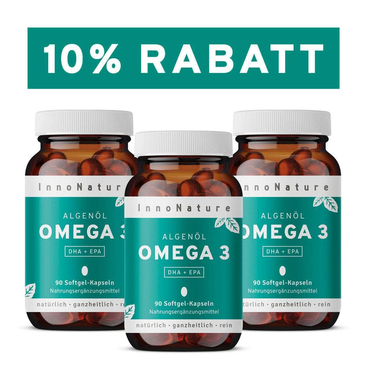 InnoNature Kapseln 3x Monatsvorrat (3x90 Kapseln) Vegane Omega 3 Kapseln