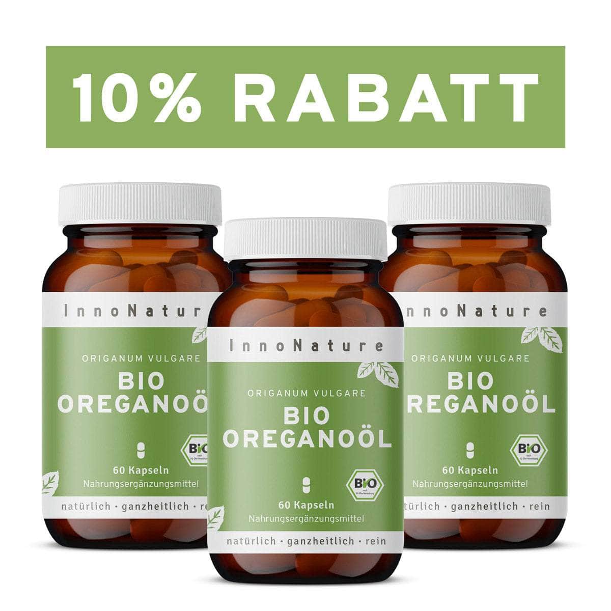 InnoNature Kapseln 3x Zweimonatsvorrat (3x60 Kapseln) Bio Oreganoöl 60 Kapseln
