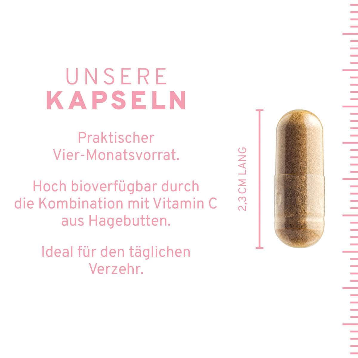 InnoNature Kapseln Eisen + Vitamin C Kapseln aus Curryblättern + Hagebutte