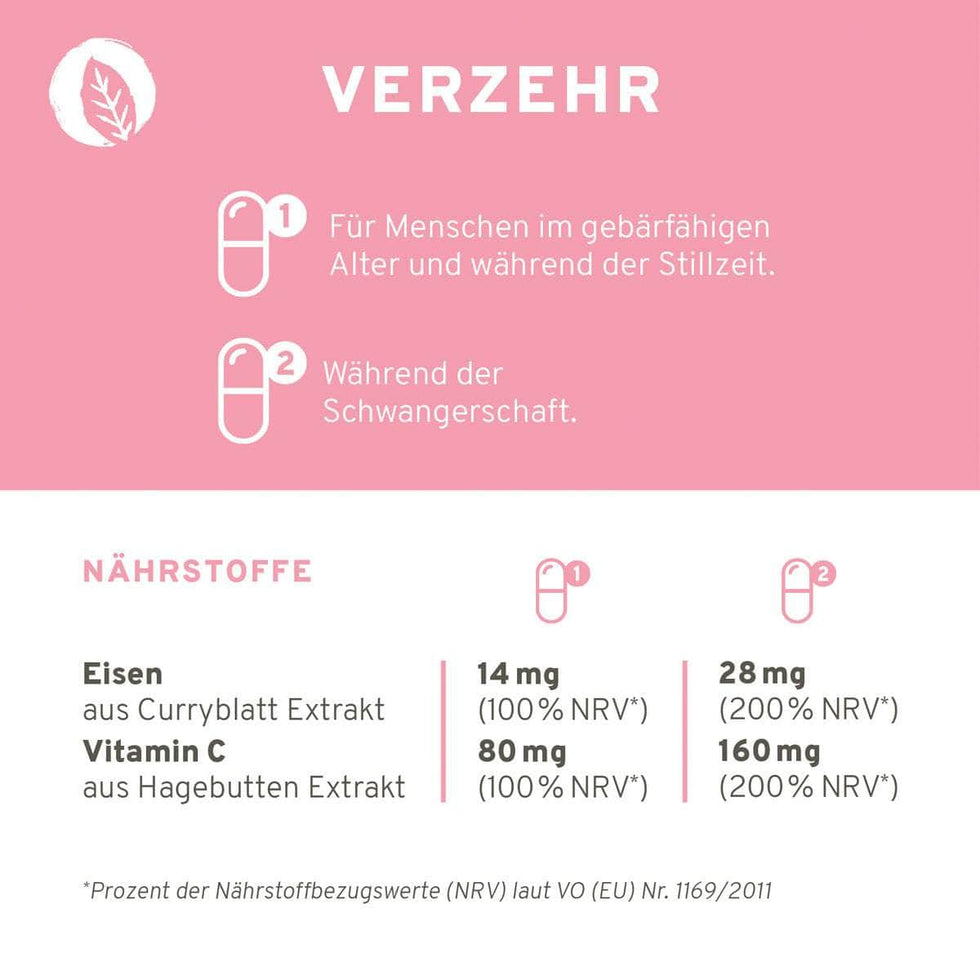 InnoNature Kapseln Eisen + Vitamin C Kapseln aus Curryblättern + Hagebutte