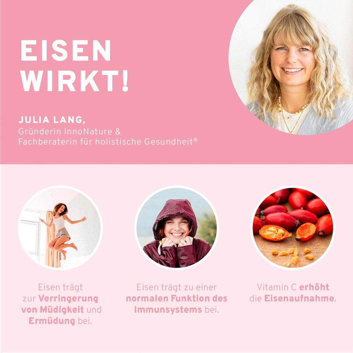 InnoNature Kapseln Eisen + Vitamin C Kapseln aus Curryblättern + Hagebutte