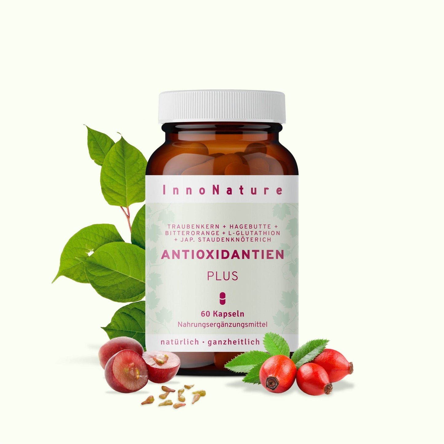 InnoNature Kapseln Zellschutz Kapseln:  Trans-Resveratrol + OPC + L-Glutathion + Hagebutte + Citrus-Bioflavonoide