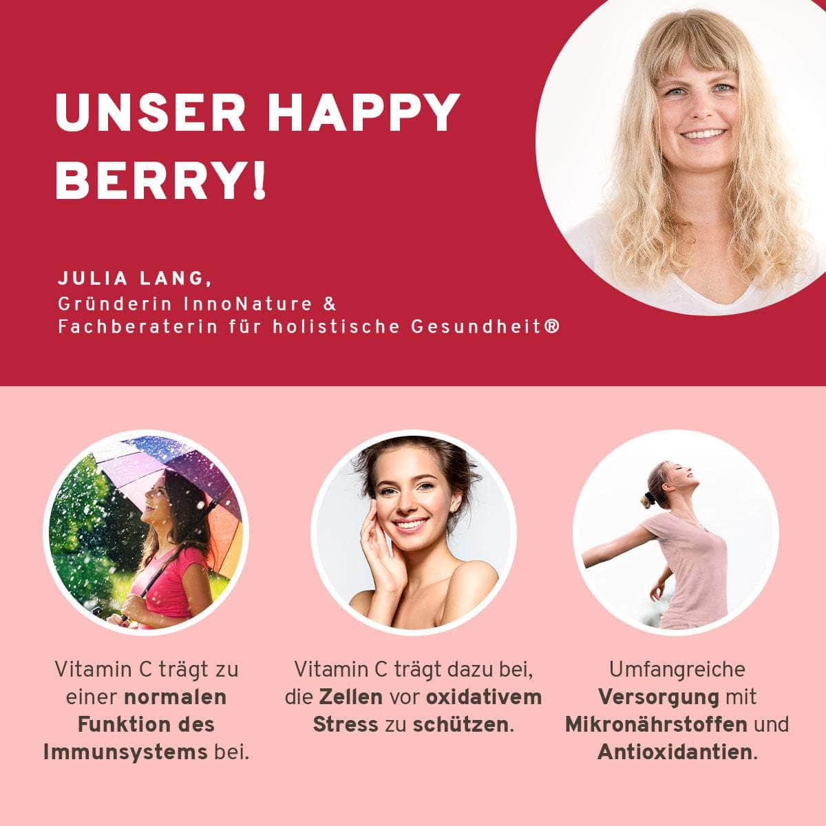 InnoNature Pakete 1x Veganer Protein Mix Erdbeere + Himbeere; 1x Veganer Protein Mix Vanille, 1x Happy Berry, 1x Tropical Beauty was.kai.sagt-Paket: Food Essentials