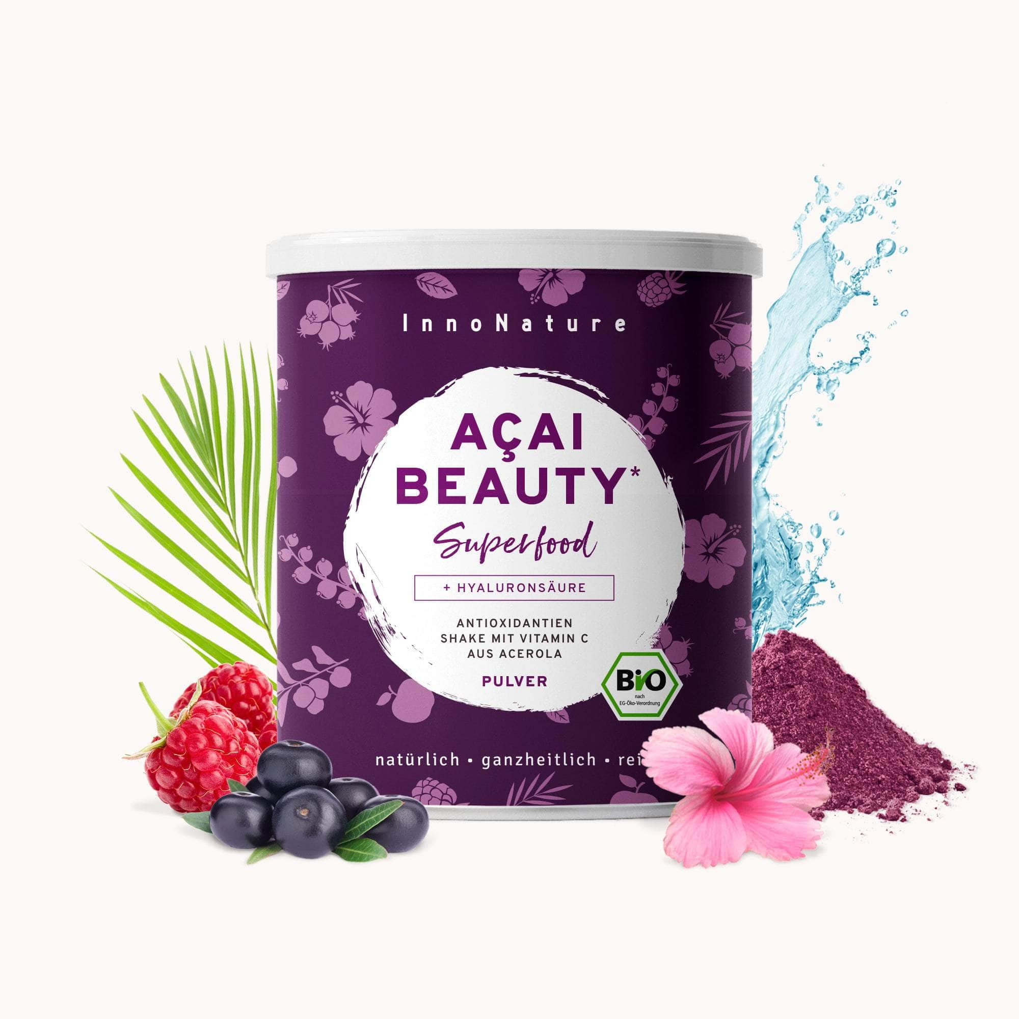 InnoNature Pulver 1x 150g Pulver Açaí Beauty: Antioxidantienshake mit Hyaluronsäure