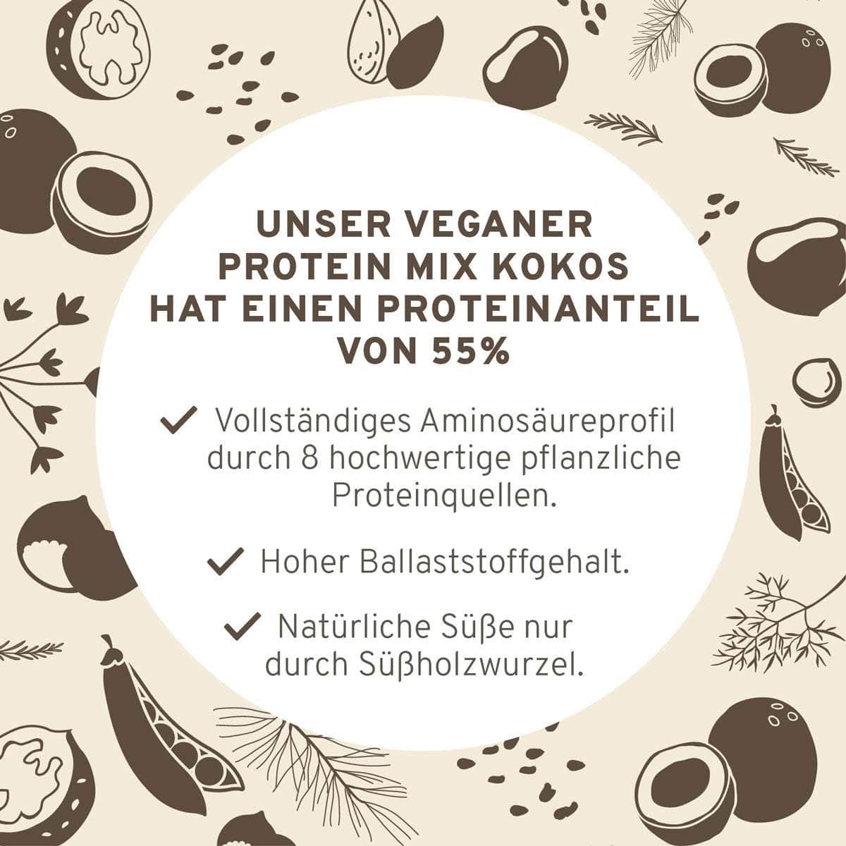 InnoNature Pulver Bio Veganer Protein Mix Superfood Shake: Erbse, Reis, Kürbis, Mandel, Chiasamen
