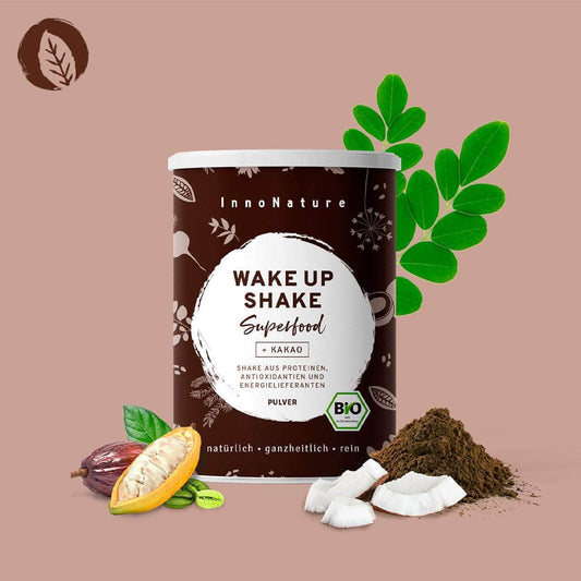 InnoNature Pulver Bio Wake Up Superfood Shake: Kokos, Kakao, Matcha, Guarana und grüner Kaffee