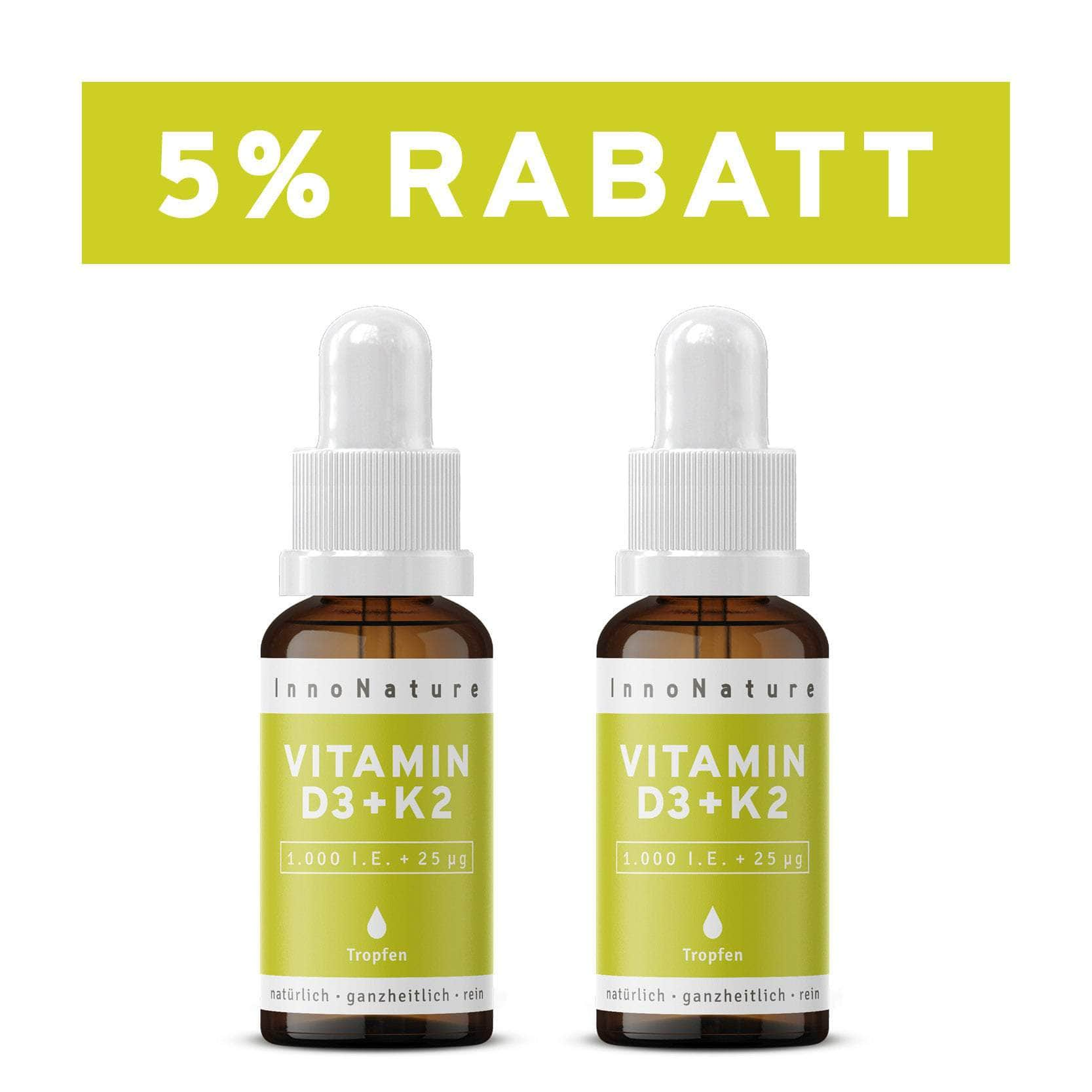 InnoNature Tropfen 2x 10ml Vitamin D3 + K2 Tropfen 10ml