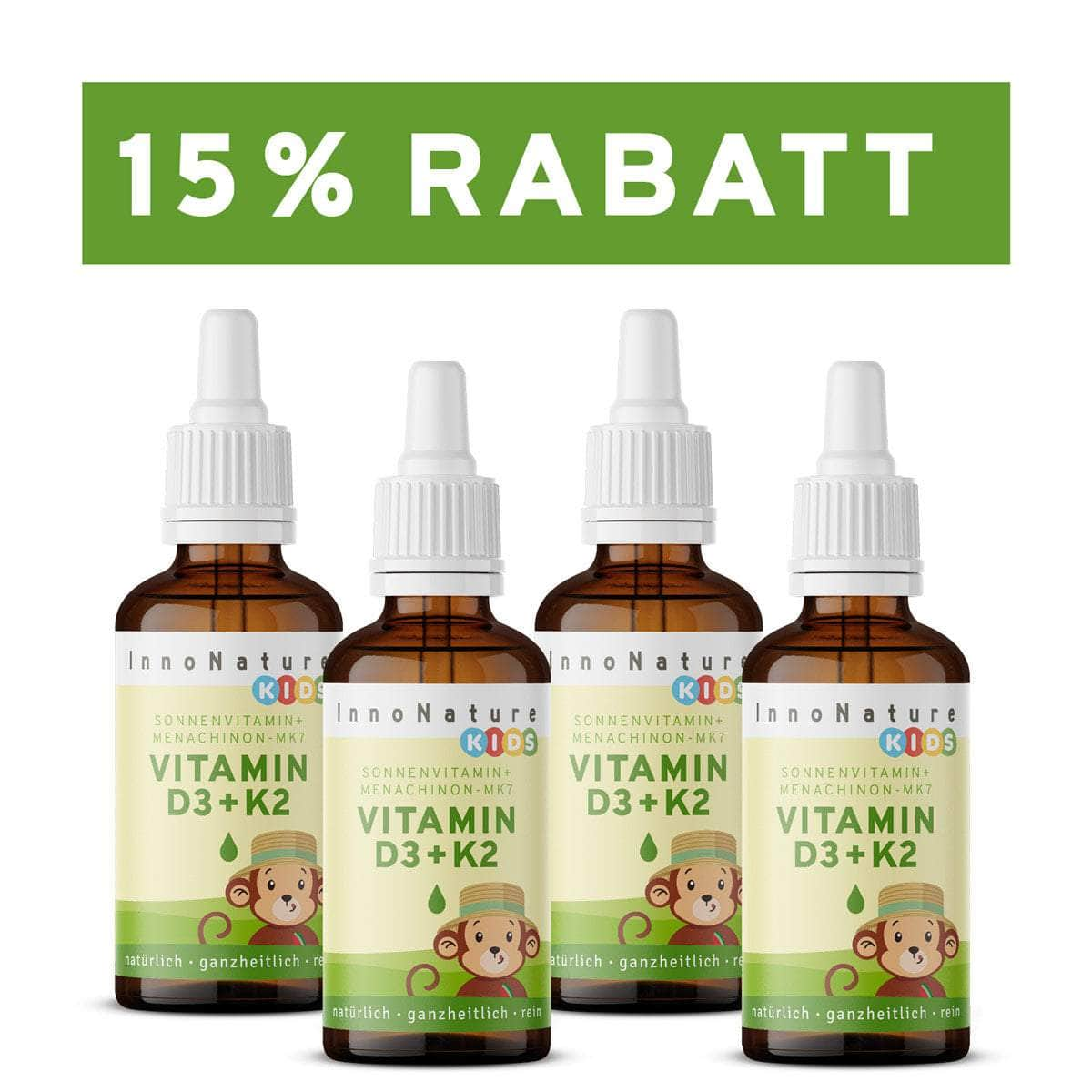 InnoNature Tropfen 4x10ml Vitamin D3 + K2 Kids Tropfen