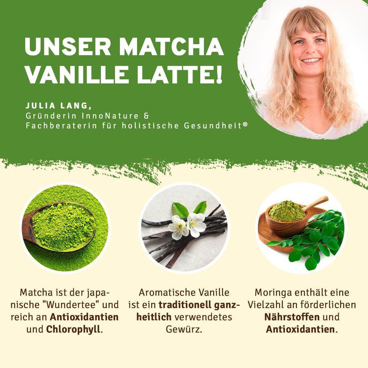 InnoNature Getränkepulver 18g Mini Bio Matcha Vanille Latte