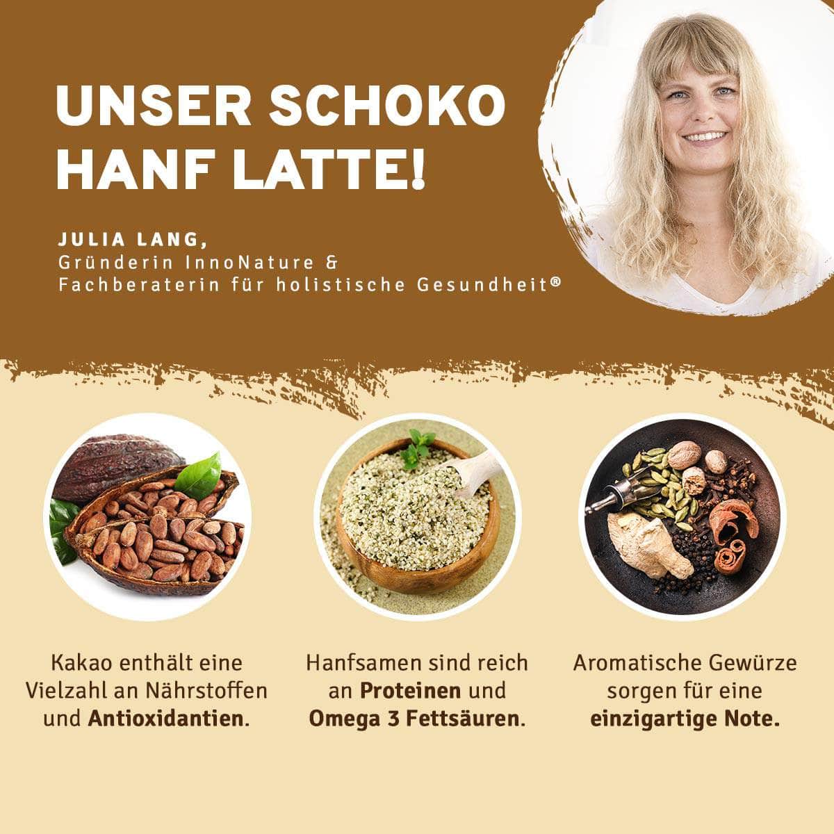 InnoNature Getränkepulver 18g Mini Bio Schoko Hanf Latte