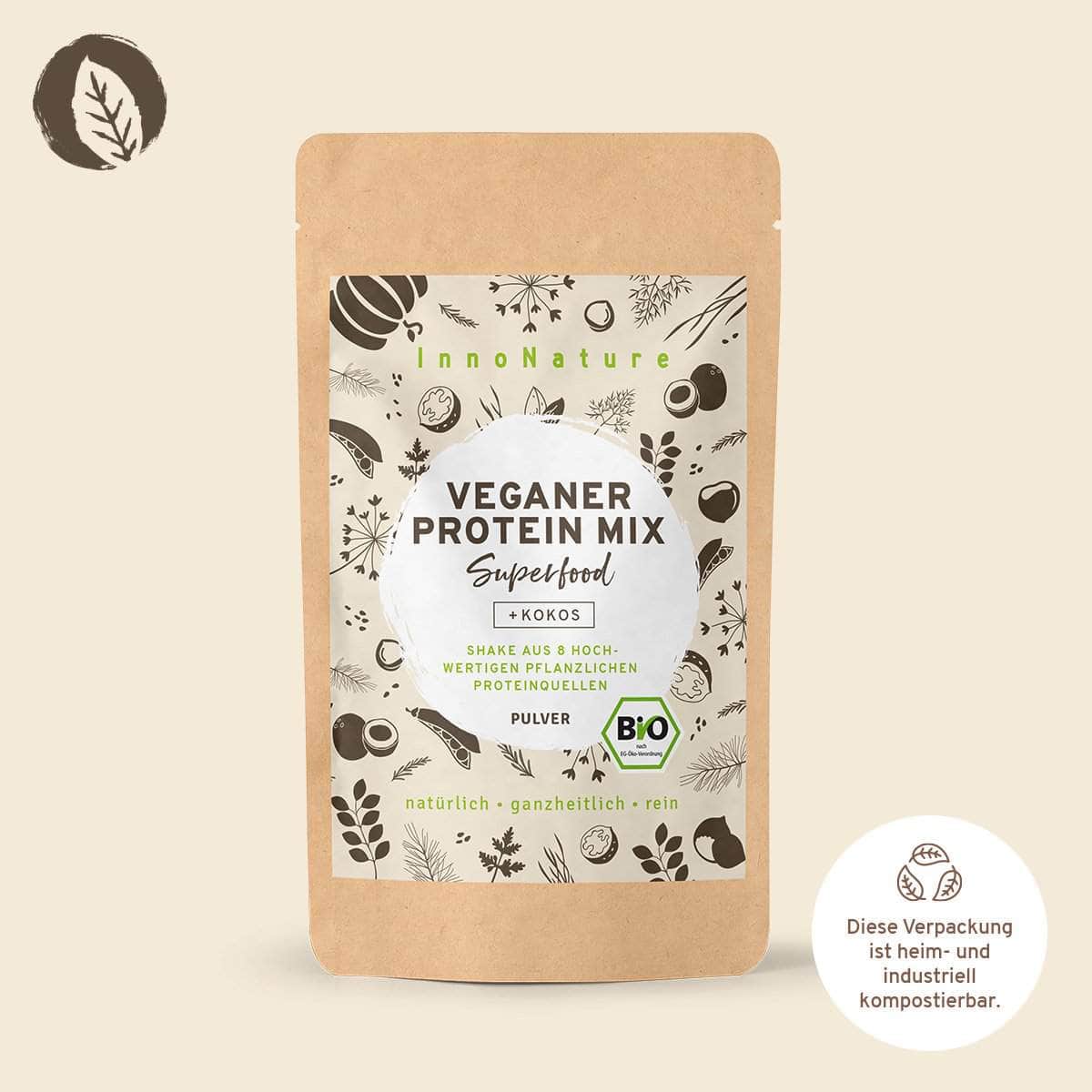 InnoNature Pulver 2 Portionen (30g) Mini Bio Veganer Protein Mix Kokos
